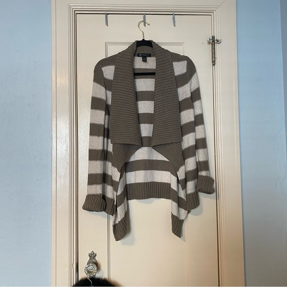 INC International Concepts Cardigan Nautical Breton Stripes Metallic Thread Sz L - Picture 2 of 6